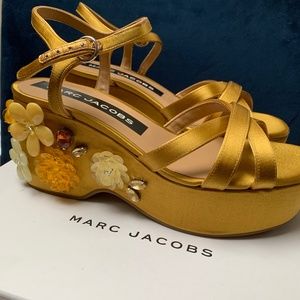 Marc Jacobs Gold Daisy Platform Sandals
